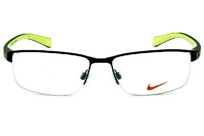 Óculos Nike 8098 metal preto fio de nylon com haste em grilamid cinza e verde fluorescente interno