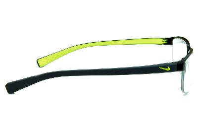 Óculos Nike 8098 metal preto fio de nylon com haste em grilamid cinza e verde fluorescente interno