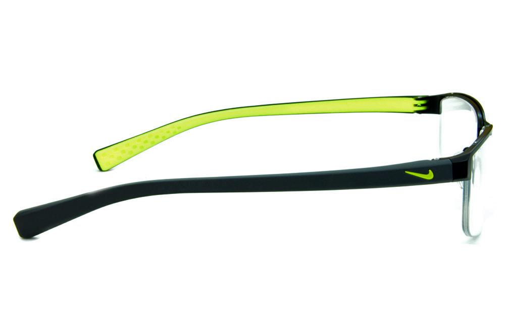 Óculos Nike 8098 metal preto fio de nylon com haste em grilamid cinza e verde fluorescente interno