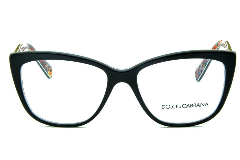Óculos Dolce & Gabbana DG 3190 Demi tartaruga com a parte interna florida e logo de metal