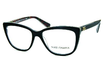 Óculos Dolce & Gabbana DG 3190 Preto estilo gatinho com floral parte interna e logo de metal