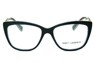 Óculos Dolce & Gabbana DG 3190 Preto estilo gatinho com floral parte interna e logo de metal