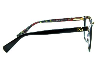 Óculos Dolce & Gabbana DG 3190 Preto estilo gatinho com floral parte interna e logo de metal 