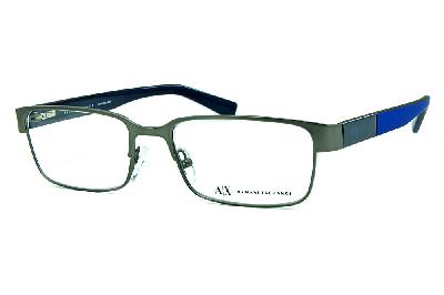 Óculos Armani Exchange AX 1017 Grafite com hastes azul fosco e logo azul