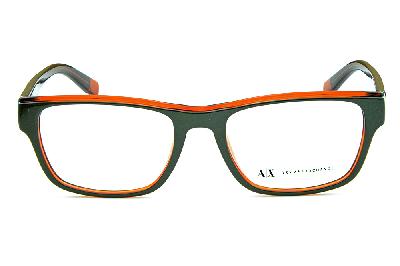 Óculos Armani Exchange AX 3018 Verde musgo com interno laranja e logo laranja