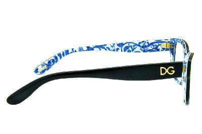 Óculos Dolce & Gabbana acetato preto piano com floral azul e branco para mulheres