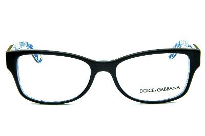 Óculos Dolce & Gabbana acetato preto piano com floral azul e branco para mulheres