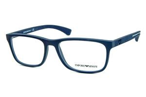 Óculos Emporio Armani EA 3092 Azul fosco com detalhe de metal no logo e nas hastes