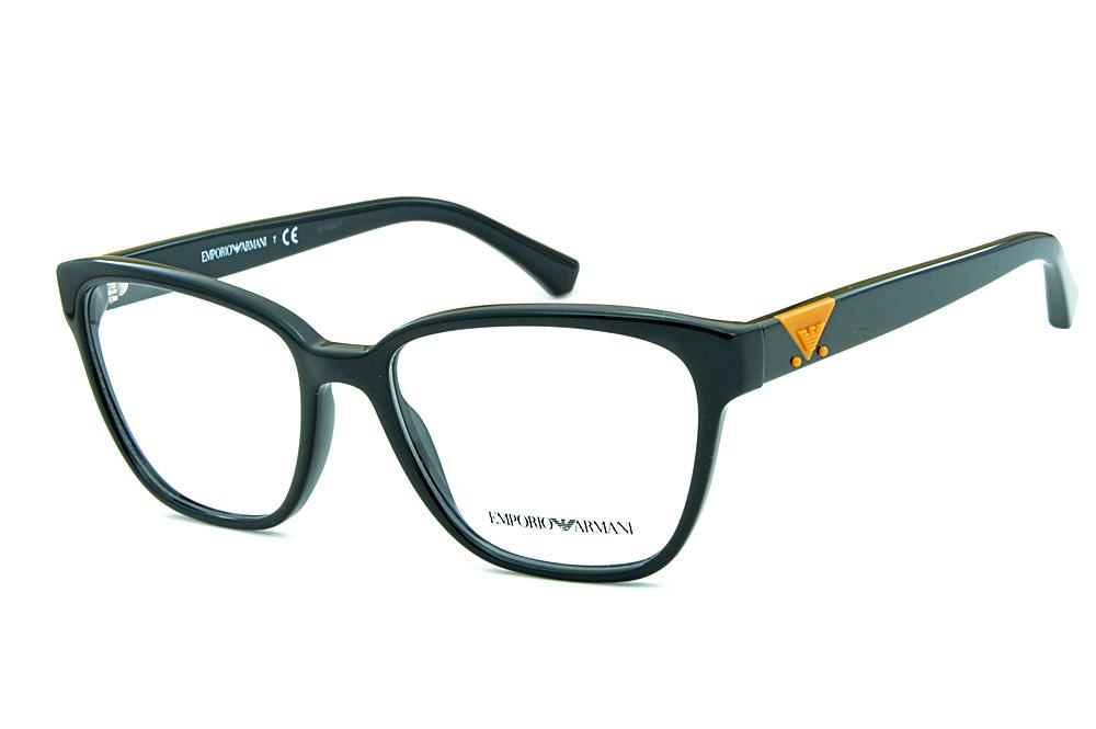 Óculos Emporio Armani EA3094 preto brilhante logo laranja