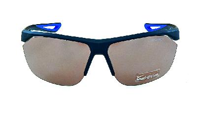 Óculos de Sol Nike Tailwind EV0946 Preto fosco com lente semi espelhada e detalhe azul