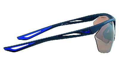 Óculos de Sol Nike Tailwind EV0946 Preto fosco com lente semi espelhada e detalhe azul