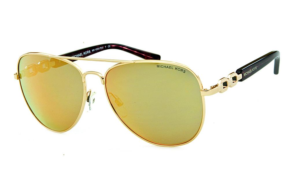 Óculos de Sol Michael Kors MK1003 dourado e lentes espelhadas feminino