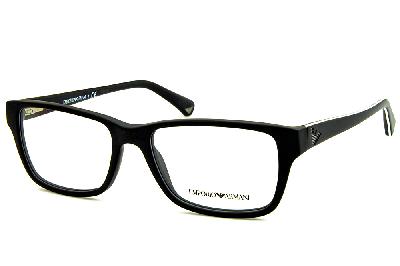 Óculos Emporio Armani EA 3057 preto fosco com friso branco nas hastes