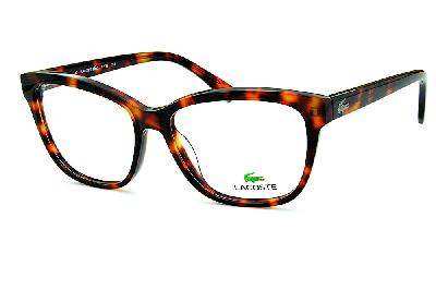 Armação de óculos de grau Lacoste acetato gatinho Demi tartaruga efeito onça para mulheres