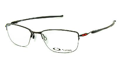 Óculos Oakley OX 5120 Lizard 2 Titanium preto com detalhe vermelho e ponteiras emborrachadas