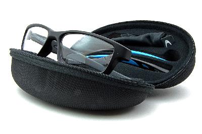 Óculos de grau Oakley OX 8027 Crosslink em acetato preto 2 cores haste azul e cinza