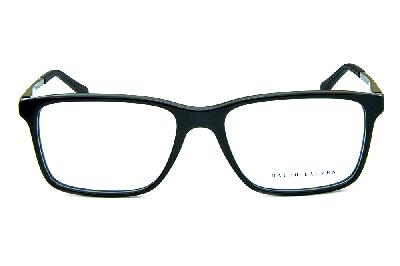 Óculos de grau Ralph Lauren acetato preto com hastes grafite e emborrachadas masculino