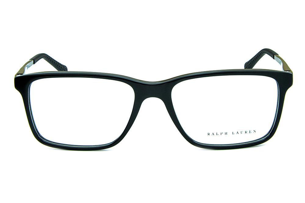 Óculos de grau Ralph Lauren acetato preto com hastes grafite e emborrachadas masculino