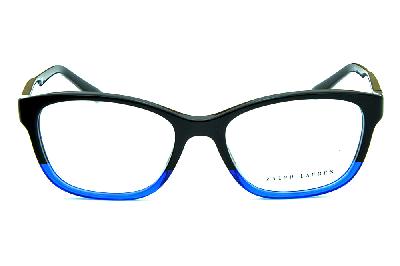 Óculos de grau Ralph Lauren acetato preto com degradê azul para homens e mulheres