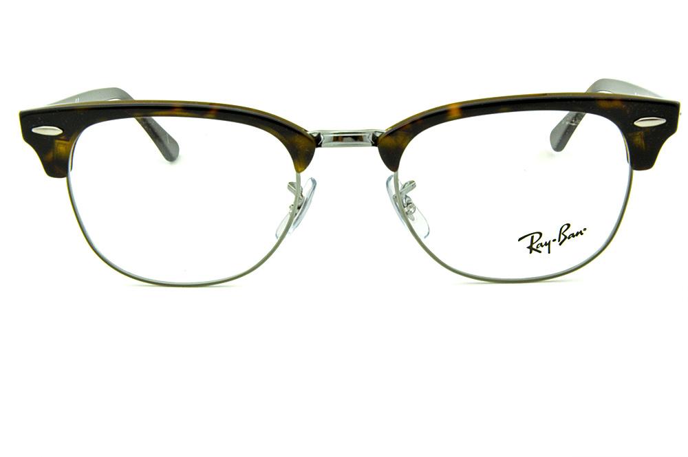 Óculos Ray-Ban Clubmaster RB 5154 Acetato marrom tartaruga com aro e ponte em metal grafite