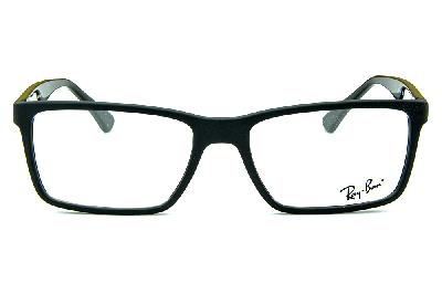 Óculos de grau Ray-Ban em acetato preto fosco com hastes preta brilhante