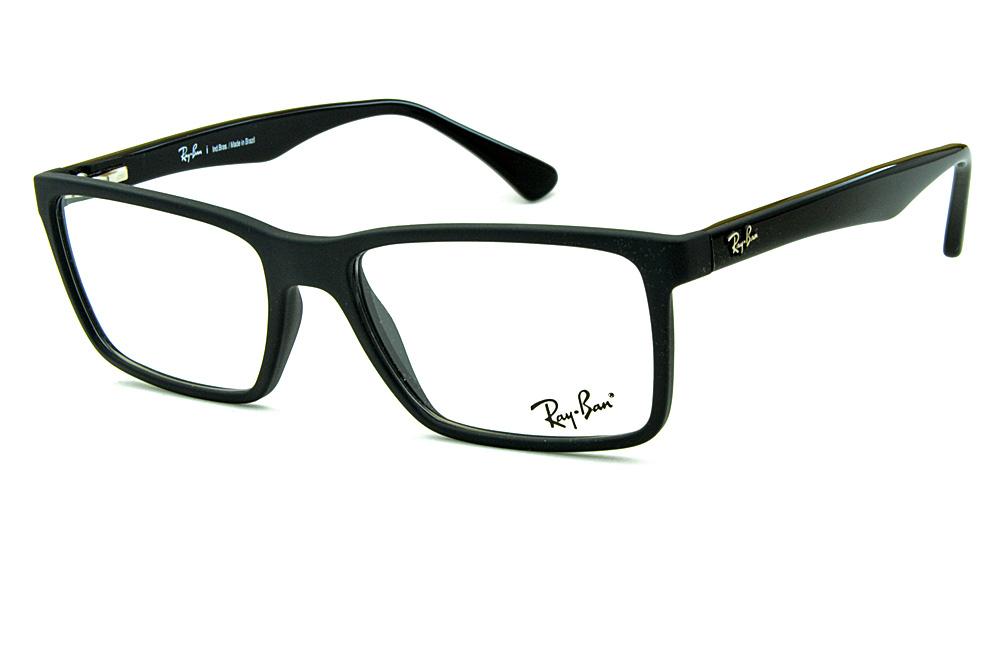 Óculos Ray-Ban RB7096 acetato preto fosco hastes preta brilhante