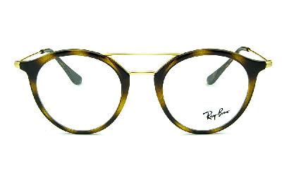 Óculos de grau Ray-Ban acetato demi tartaruga com ponte e hastes de metal dourado