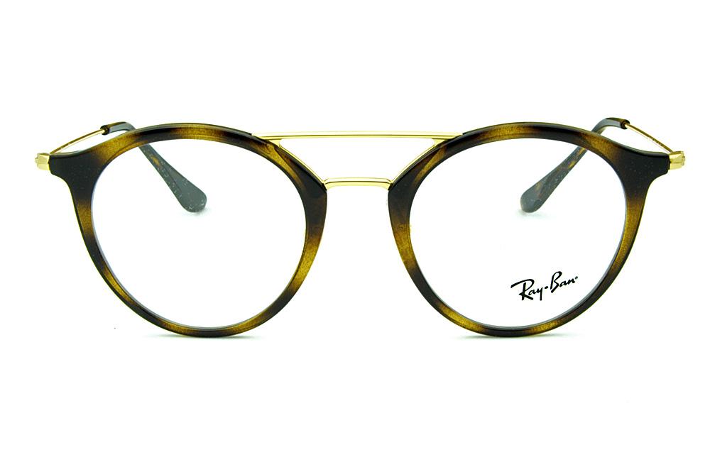Óculos de grau Ray-Ban acetato demi tartaruga com ponte e hastes de metal dourado