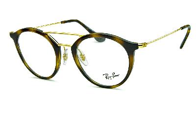 Óculos de grau Ray-Ban acetato demi tartaruga com ponte e hastes de metal dourado