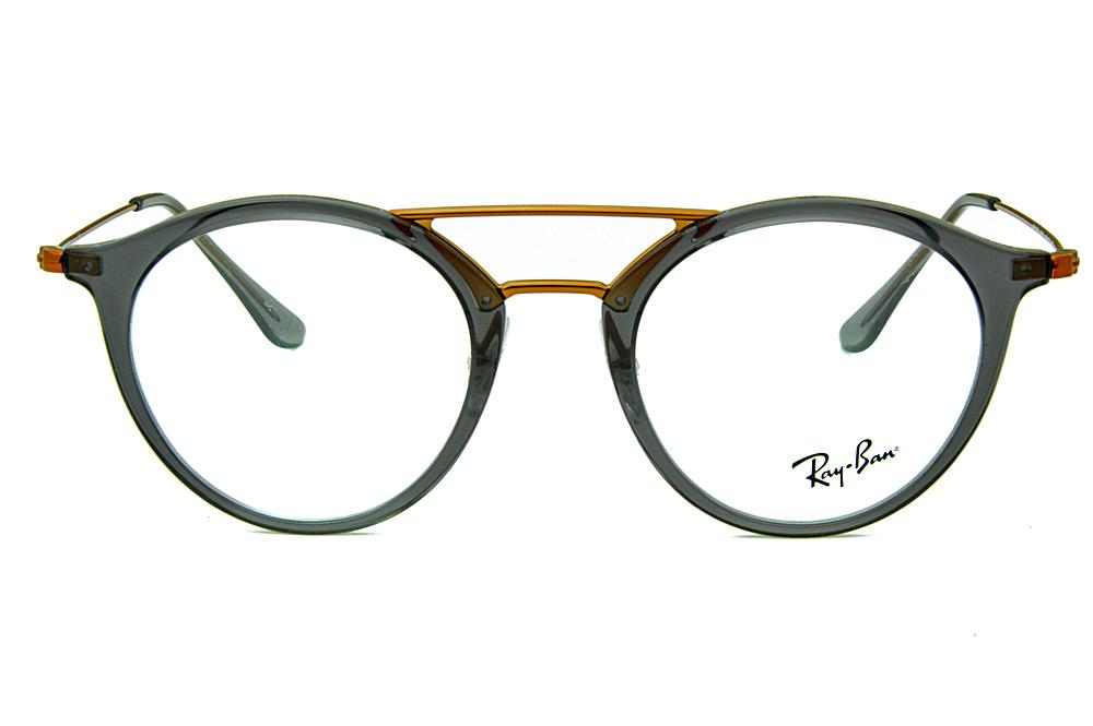 Óculos Ray-Ban RB 7097 Acetato cinza com ponte e hastes em metal cobre