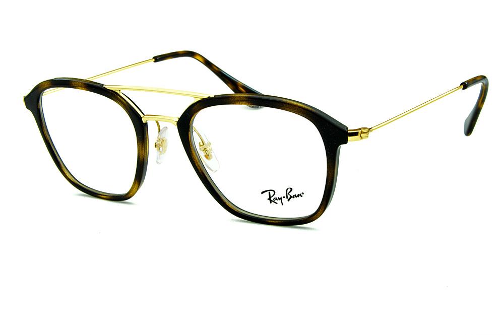 Óculos Ray-Ban RB7098 acetato marrom tartaruga efeito onça e dourado