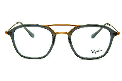 Óculos Ray-Ban RB 7098 Acetato cinza com hastes e ponte em metal cobre