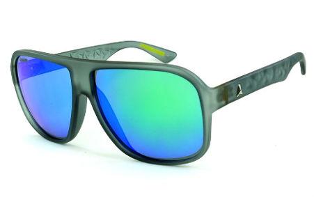 Óculos Absurda Calixto cinza transparente com lente azul espelhado