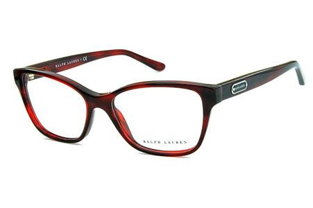 Óculos de grau Ralph Lauren em acetato vermelho e vinho mesclados para mulheres 