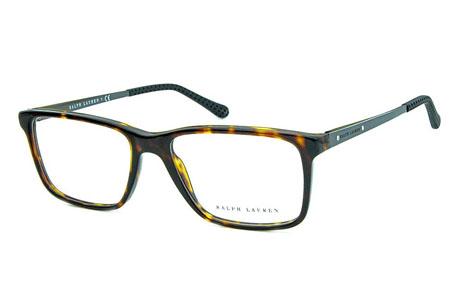 Armação masculina de grau Ralph Lauren em acetato marrom mesclado e haste metal grafite com borracha