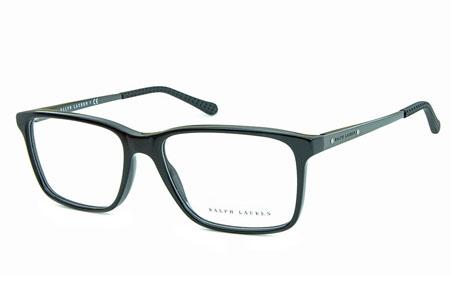 Óculos de grau Ralph Lauren acetato preto com hastes grafite e emborrachadas masculino