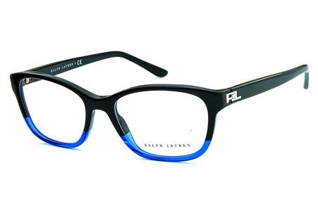 Óculos de grau Ralph Lauren acetato preto com degradê azul para homens e mulheres
