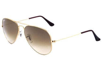 Óculos Ray-Ban Aviador RB 3025 dourado com lente degradê marrom