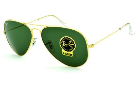 Óculos Ray-Ban Aviador RB 3025 dourado lente verde G15 tamanho 58