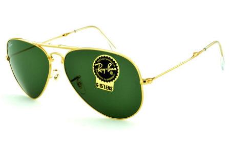 Óculos Ray-Ban Aviador RB 3479 dourado modelo dobrável lente verde G15 tamanho 58