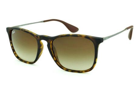 Óculos de sol Ray-Ban Chris acetato marrom tartaruga fosco com lente degradê