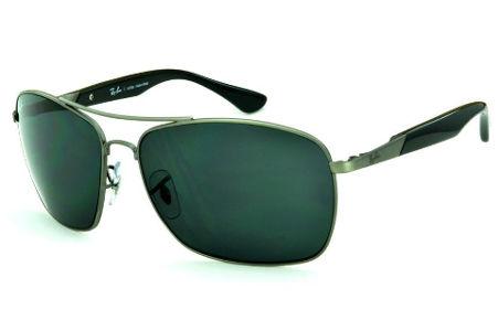 Óculos de sol masculino Ray-Ban quadrado em metal cinza grafite modelo clássico