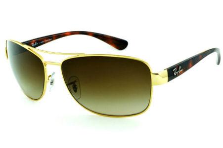 Óculos Ray-Ban de Sol RB 3518 dourado lente degradê e haste efeito onça demi tartaruga