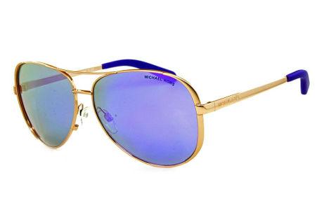 Óculos de Sol Michael Kors MK 5004 Chelsea Metal bronze com lentes espelhadas roxa