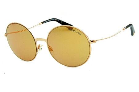 Óculos de sol redondo Michael Kors Kendall 2 metal dourado bronze de luxo com lente marrom e haste fina