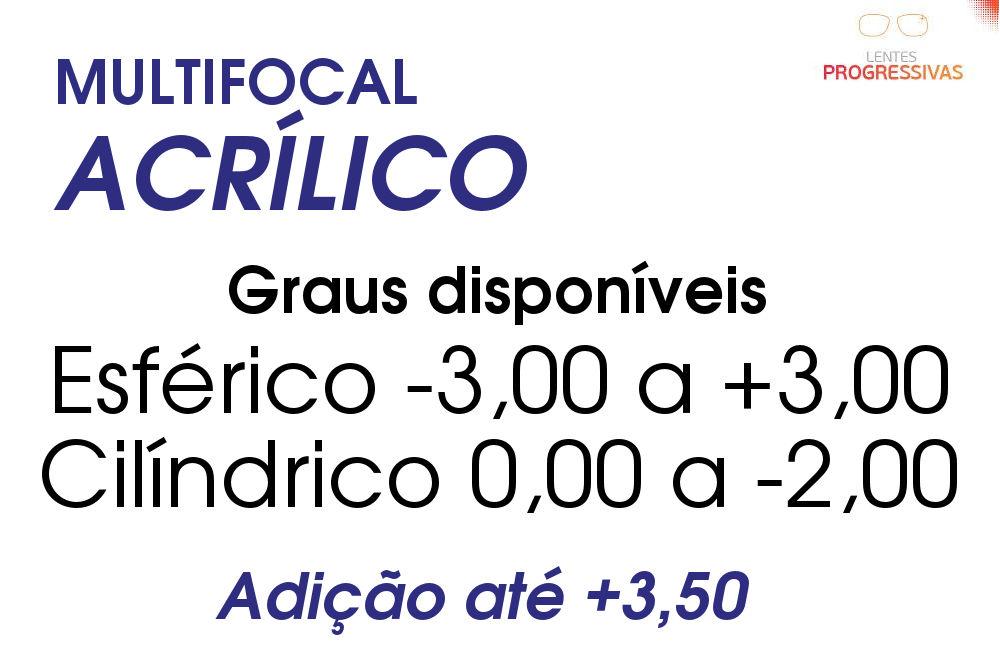 Lente Multifocal Acrílica Anti Reflexo para grau de perto e longe