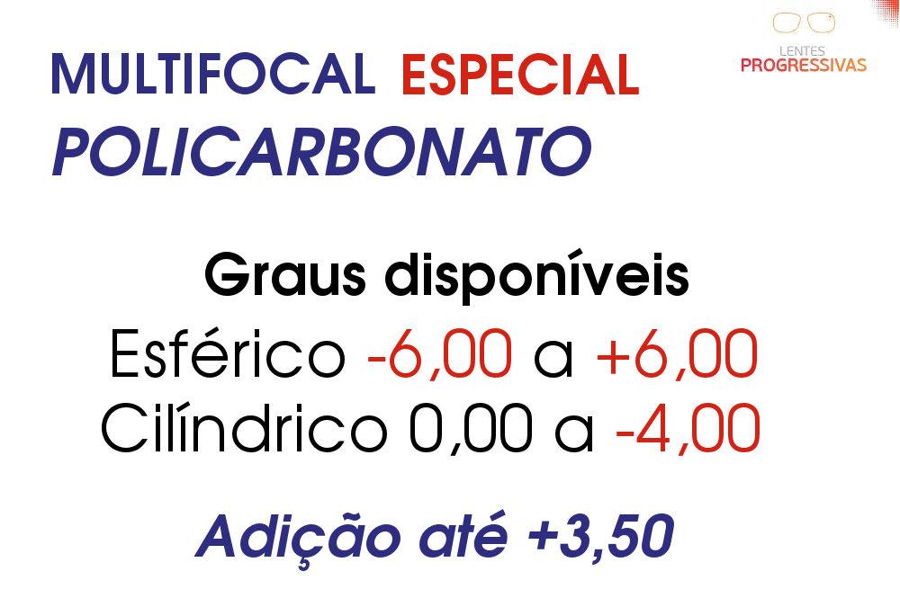 Lente Multifocal ESPECIAL AR policarbonato fina grau alto perto longe