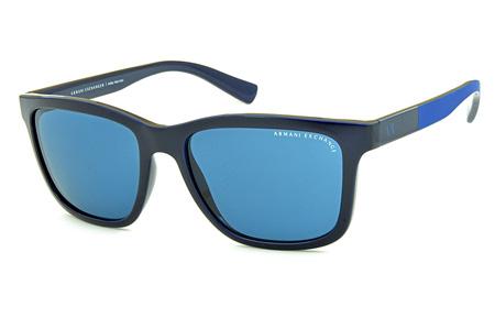 Óculos de Sol Armani Exchange acetato azul e haste fosca para homens modelo quadrado