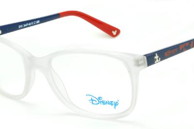 Óculos de grau infantil Disney Mickey acetato branco gelo transparente e hastes azul e vermelho 