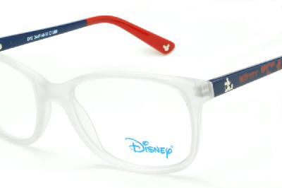 Óculos de grau infantil Disney Mickey acetato branco gelo transparente e hastes azul e vermelho